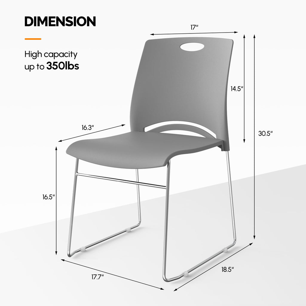 Vingli Stacking Chairs Set of 12 Stackable Office Chairs with Metal Sled Base, Ergonomic Plastic Seat, Stacking Chairs for Waiting Room Break