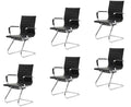 Cimota Waiting Room Chairs Leather Office Guest Chair Mid Back Reception Chairs with Sled Base for Meeting/patient/conference Room, Black Set