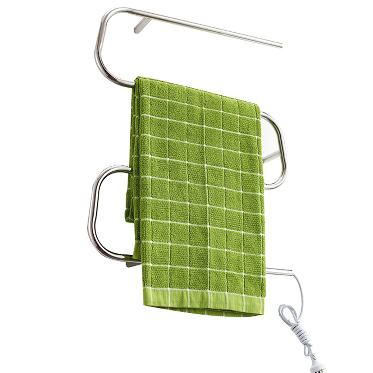 Electric Heated Towel Drying Rack Home Bathroom Plug in Wall Mounted Heated Towel Rail Radiator 304 Stainless Steel Towel Warmer, Polished Finish, 450X600x110mm