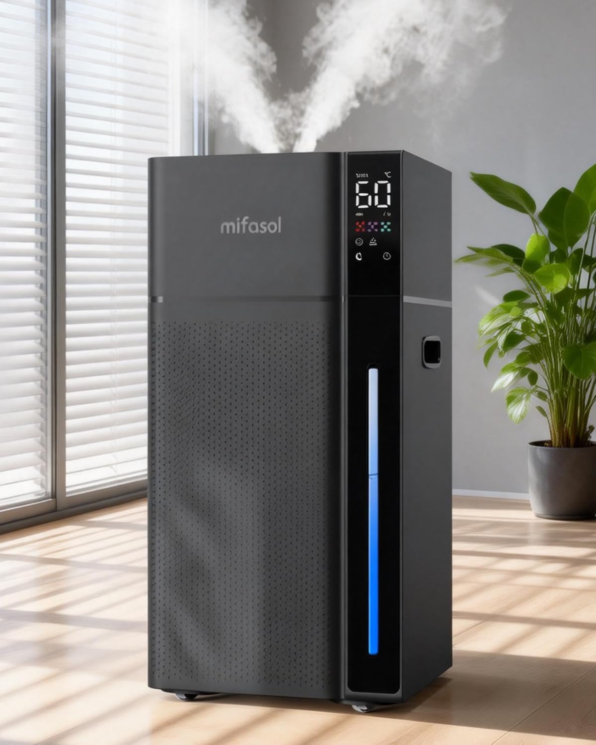 Mifasol Humidifier Large Room, 5.3Gal/20L Large Humidifiers for Home 1500 sq ft, Cool Mist Whole House Humidifier, Quiet Air Humidifiers for Bedroom, Humidifier for Plants Office Commercial, Black