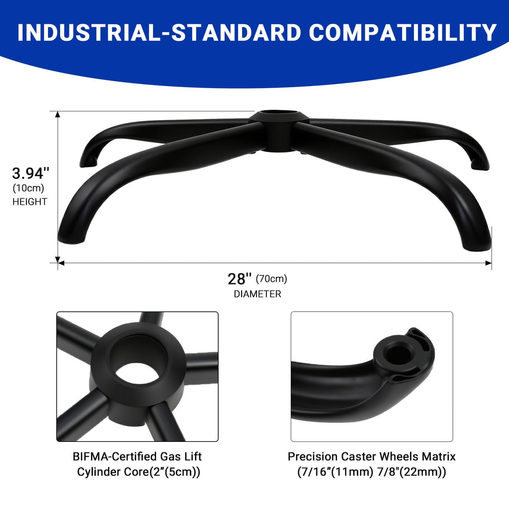Rythalix 28" Heavy Duty Office Chair Base Replacement Parts, 28 Inches, Black