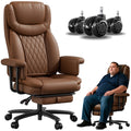 Julymon Executive Office Chair Big and Tall 500lbs, 165° Reclining Heavy Duty Office Chair with Footrest & Quiet Rubber Wheels, Height