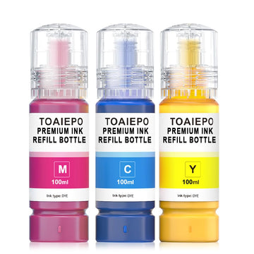 Refill Ink Bottles Replacement Work with ET-2850 ET-2760 ET-3850 ET-3710 ET-3750 ET-3760 ET-4850 ET-4750 Printer, Dye Ink(Cyan Magenta Yellow)