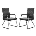 Okeysen Office Guest Chairs Set of 2, Modern Leather Reception Chairs with Mid Back & Sled Base, No-wheel Desk Chairs for Waiting Room &