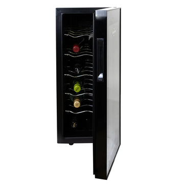 Koolatron 12 Bottle Wine Fridge – Freestanding Wine Cooler with Glass Door, 1.2 Cu Ft (33L) Beverage Can Refrigerator, Digital Temperature Control, Ideal for Red, White & Sparkling Wine, Champagne