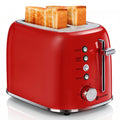 Aigostar Toaster 2 Slice, Retro Extra-Wide Slot Toasters Best Rated Prime for Toasting Bagels, Breads, Waffles & More, Cancel, Defrost & 6 Browning, Removable Crumb Tray, Stainless Steel, Red