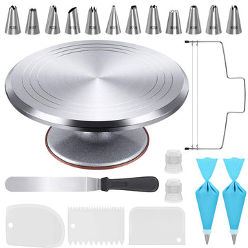 Kootek 22 Aluminum Cake Stand Turntable Set for Decorating Baking Kit, 12"