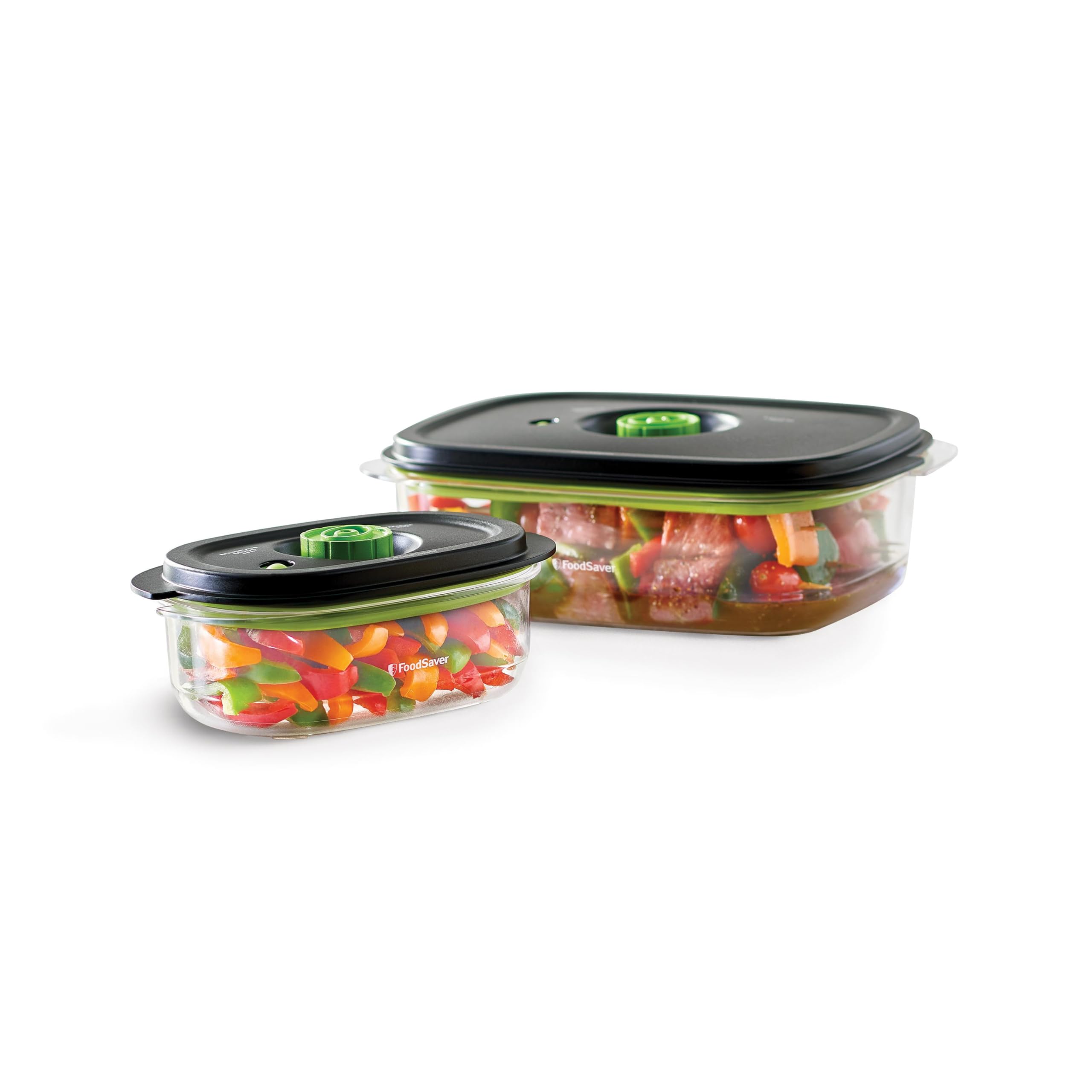 FoodSaver Preserve & Marinate Vacuum-Seal Containers for FoodSaver Handheld Device, 10-Cup & 3-Cup Two-Piece Set, Airtight Seal Keeps Food Fresh Longer, Marinates in Minutes, Dishwasher-Safe