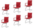 Cimota Waiting Room Chairs Leather Office Guest Chair Mid Back Reception Chairs with Sled Base for Meeting/patient/conference Room, Red Set of 6