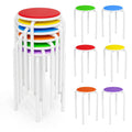 Vingli 18 Inch Padded Stacking Stools 6 Pack, White Metal Round Stool, 18 Inches, White Legs