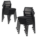 Clatina Stacking Chairs 8 Pk, Adjustable Backrest Stackable Mesh Office Waiting Room Armless Chair with Wheels for Guest Reception Conference