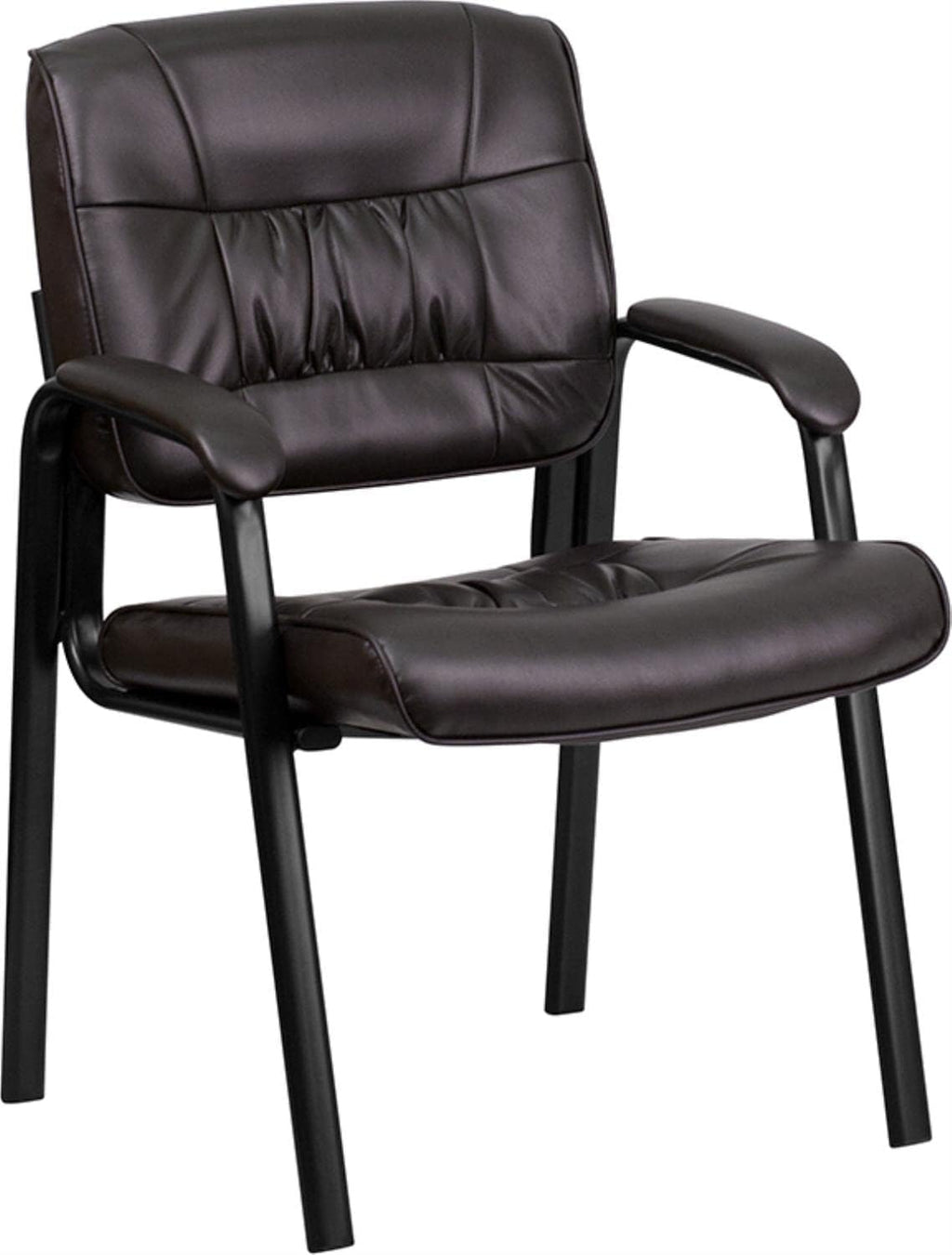 Flash Furniture Haeger Leathersoft Tufted Executive Reception Chair with Padded Armrests, Upholstered Side Chair for Living Room or Office, Brown