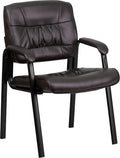 Flash Furniture Haeger Leathersoft Tufted Executive Reception Chair with Padded Armrests, Upholstered Side Chair for Living Room or Office, Brown