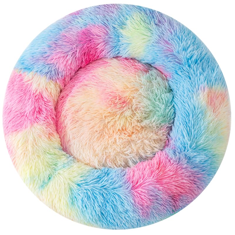 Small Cat Bed Nest Bed Dog Bed Round Bed Donut Rabbit Bed Pet Bed Small Kitten Bed Warm Fluffy Donut Bed Furry Cat for 3Kg Pet