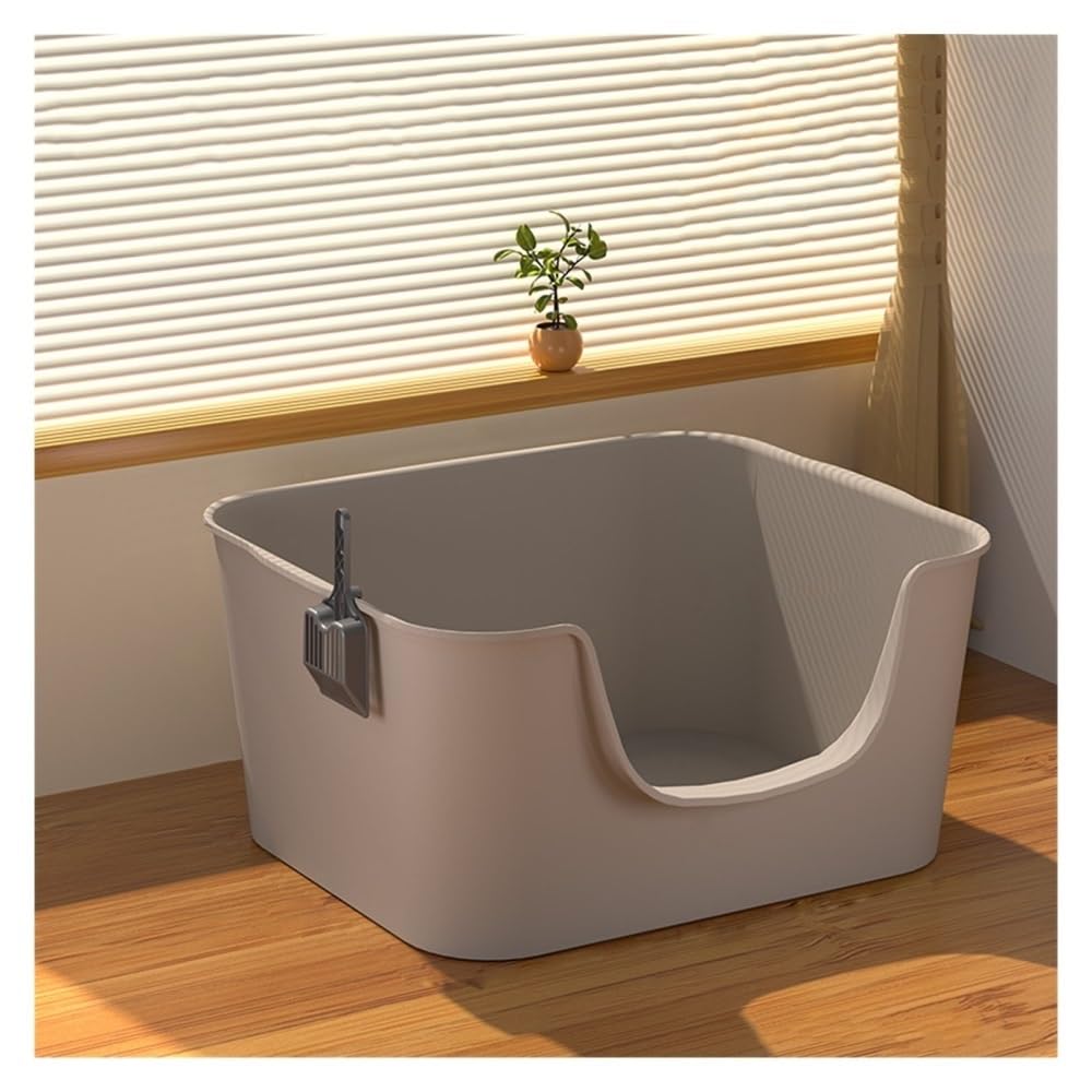 Pet Supplies, Large Anti,Splash Litter Box with High Sides, Easy Clean Cat Pan Includes Scoop(Gray)