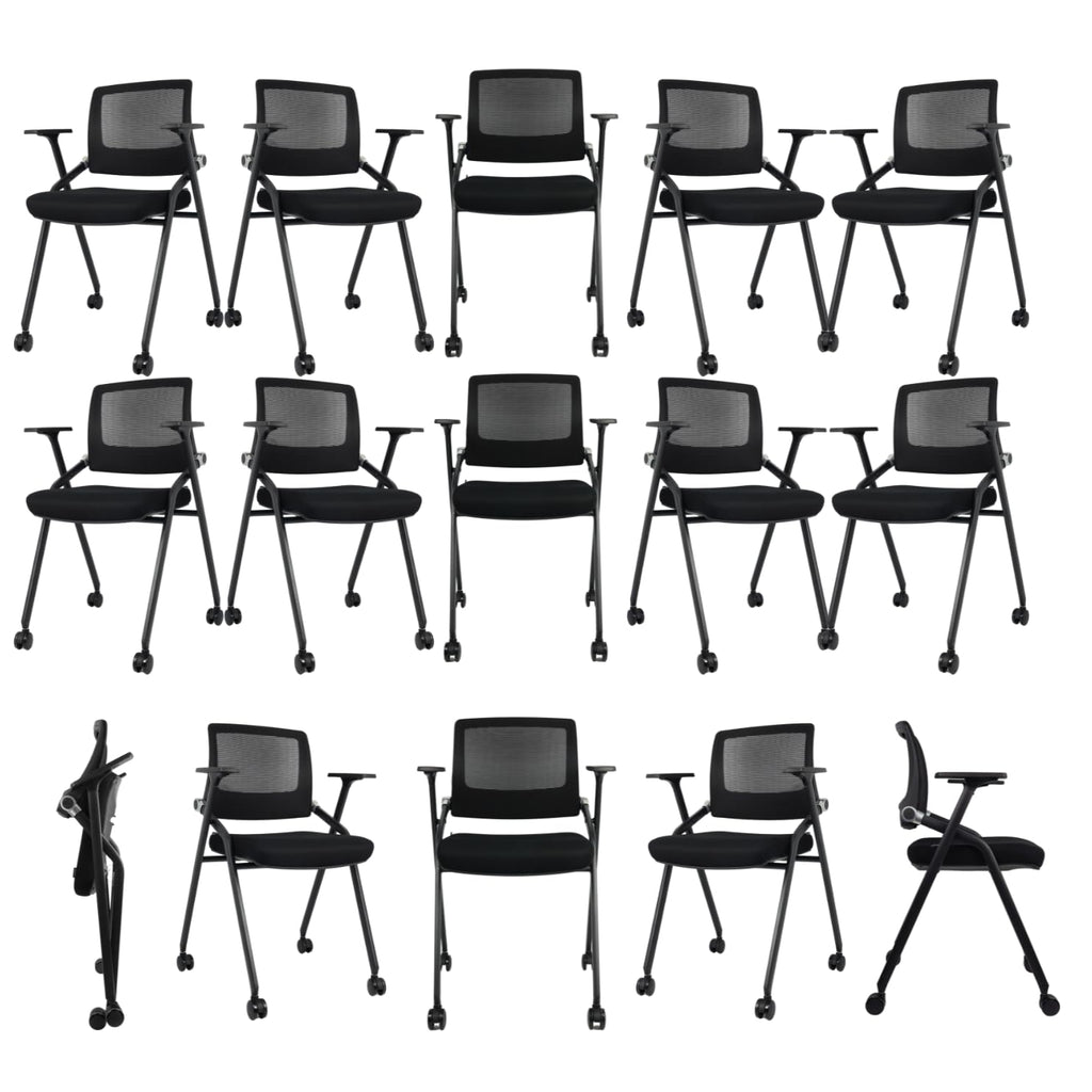 40 Pack Foldable Office Chairs with Wheels, Mesh Back, Arms and Portable - Folding Office Chairs Stackable for Conference Room Chair, Office