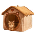 Cat Beds for Indoor Cats, Cute Bear Shape Cat Bed Cave, Pet House Cats Tent with Removable Cushion Pillow for Kittens Puppy Small Dogs (Brown, L-20.4 * 16.9 * 19.6in)