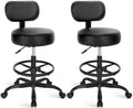 Superjare Drafting Chair with Backrest, Set of 2, Swivel Barstools for Shop, All Black