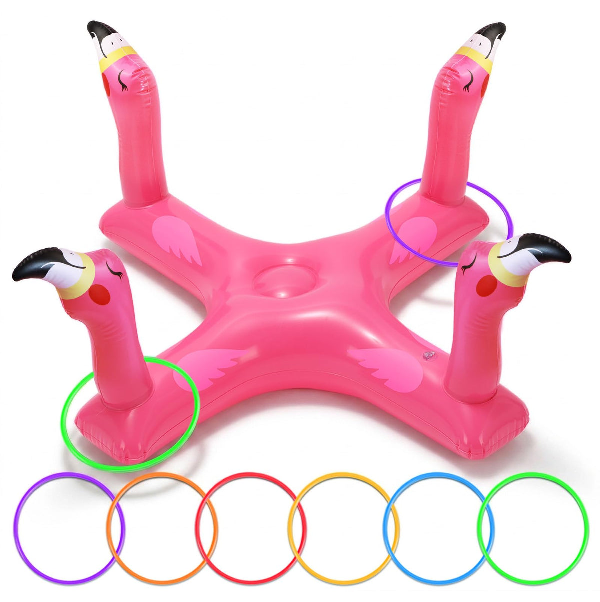 Pool Games & Toys, Inflatable Flamingo & Shark Ring Toss - Floating Water Game Set for Kids Ages 4-8 8-12, Adults and Family - Summer Swimming Pool Party Decorations