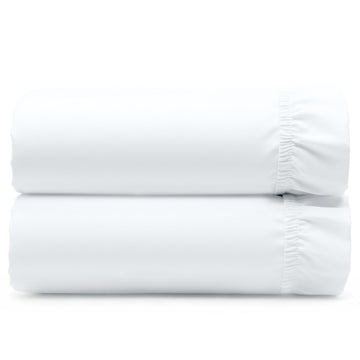 Pack of 2 100% Cotton Sateen Queen Fitted Sheet Deep Pocket, White