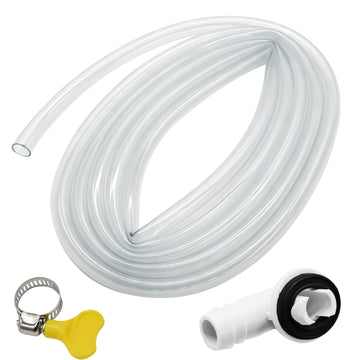 12Ft Portable Air Conditioner Drain Hose AC, Leakproof Universal AC Drain Hose Kit with Connector & Clamp, Replacement Parts for Window Unit Condensate Pipe, 3/5 In