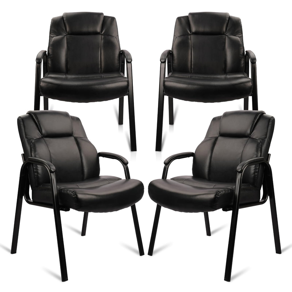 Clatina Big & Tall 500 Lb. Guest Chair, Leather Reception Chairs with Padded Arm Rest for Waiting Room Office Home and Meeting