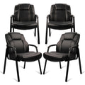 Clatina Big and Tall Office Chair Set of 4 500lbs Leather Reception Chair with Bonded Padded Armrest Wide Seat Desk Chair No Wheels for