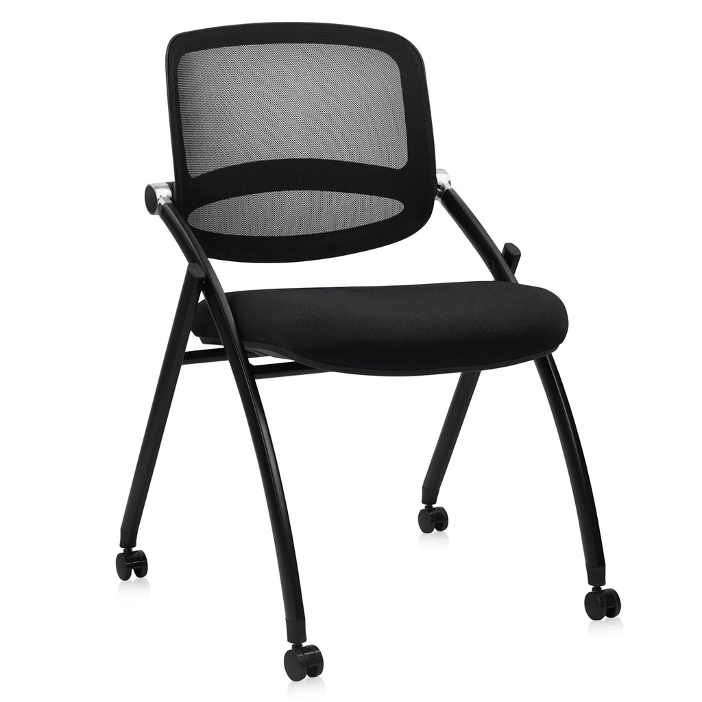 Clatina Stackable & Foldable Office Chairs with Ergonomic Lumbar Support and Thick Cushion, Heavy Duty Folding Mesh Office Reception Guest