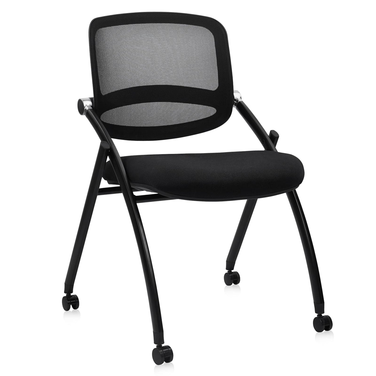Clatina Stackable & Foldable Office Chairs with Ergonomic Lumbar Support and Thick Cushion, Heavy Duty Folding Mesh Office Reception Guest