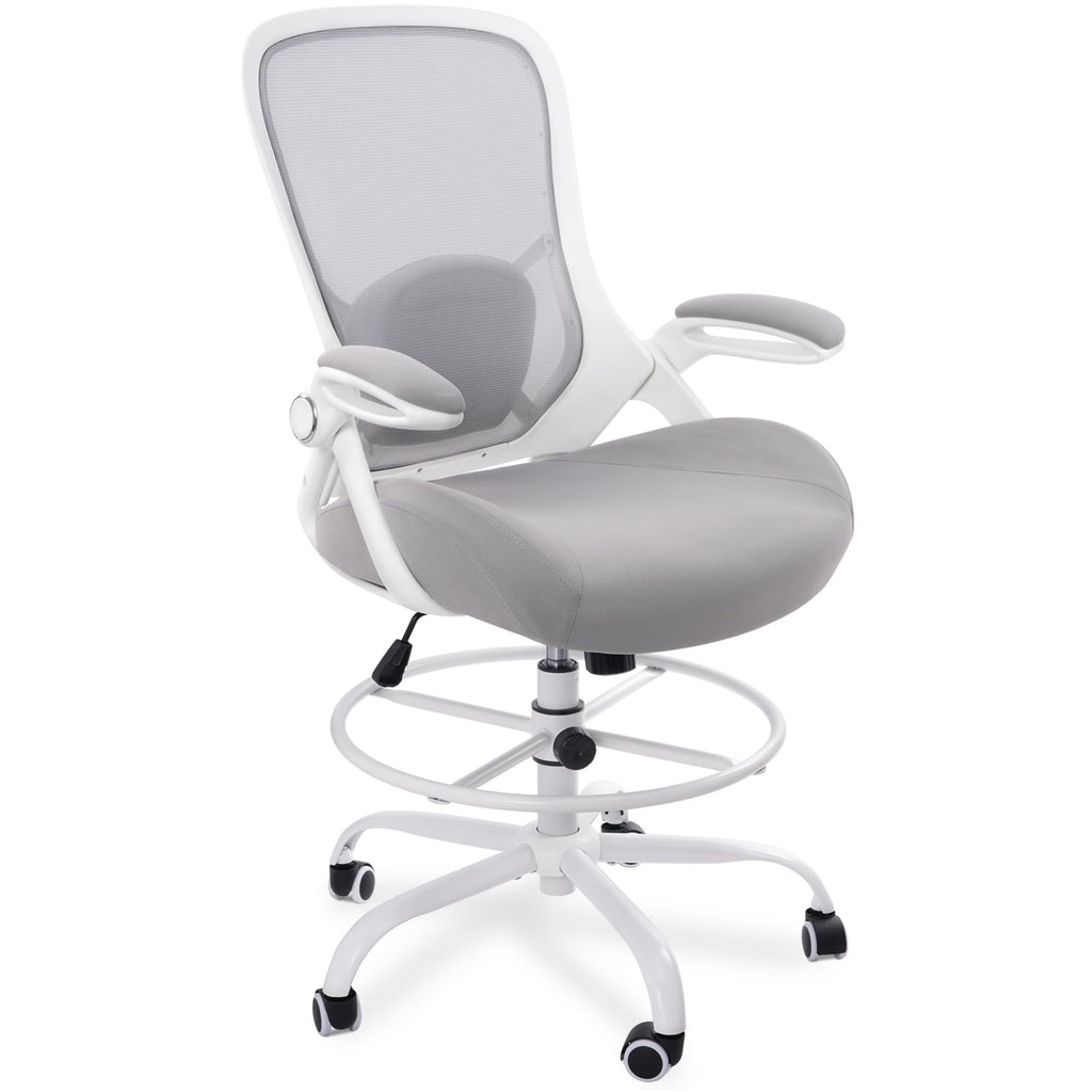 Hylone 400lbs Heavy Duty Drafting Chair 5" Thickened Seat Office Chair with Flip-up Armrests Tall Ergonomic Computer Chair with Lumbar Support