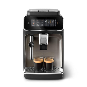 PHILIPS 3300 Series Fully Automatic Espresso Machine - 5 Hot & Iced drinks, 40% Quieter SilentBrew, Ceramic Grinder, Aquaclean Filter, Black Chrome (EP3326/90) (Renewed)