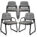 Clatina Waiting Room Guest Chair with Bonded Leather Padded Arm Rest for Office Reception and Conference Desk Black with Sled Base Grey 4 Pack