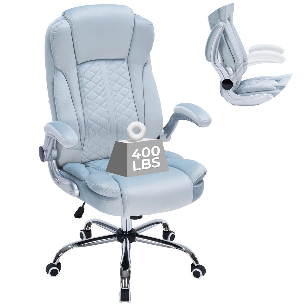400lbs Executive Office Chair with Flip-up Armrests, Big and Tall Computer Chair for Heavy People, Heavy Duty Ergonomic Comfy Chair, Breathable