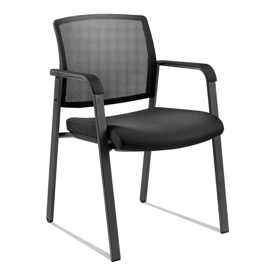 Clatina Office Reception Guest Chair with Bonded Leather Padded Arm Rest Ergonomic Guest Chair for Waiting Room Conference Desk Black 4 Pack