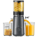 TUUMIIST Cold Press Juicer Machine, 5.3 Inch Extra Large Feed Chute for Whole Fruits, Easy to Clean Slow Juicer, High Yield, BPA Free - Grey
