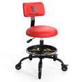 Rolling Shop Stool with Wheels, Garage Mechanic Stool Chair with Backrest, Height Adjustable Heavy Duty Swivel Task Chair, Adjustable Footrest