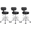 Superjare Drafting Chair with Back, Set of 3, Swivel Barstools, Adjustable Height Rolling Stool with Footrest, Standing Desk Chair for Counter