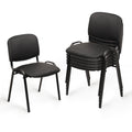 Clatina Stacking Waiting Room Chairs, Pu Leather Armless Office Guest Chair with Metal Frames, Stackable Conference Room Chairs No Wheels for