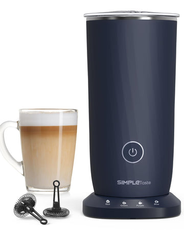 SIMPLETASTE Milk Frother, 4-in-1 Electric Milk Frother and Steamer, Automatic Warm and Cold Foam Maker and Milk Warmer for Latte, Cappuccinos, Dark Blue