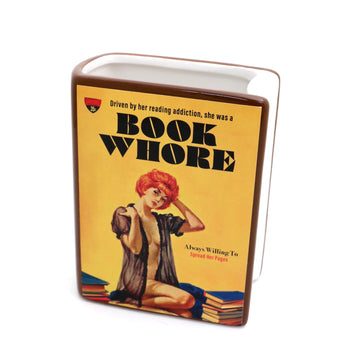 Lenny Mud Book Whore Book Pencil Holder, decoupaged, Vase, Gift for Reader