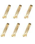 6 PCS Gold Sugar Tongs Set – 304 Stainless Steel Mini Tongs for Tea Parties, Desserts & Sugar Cubes | Elegant, Dishwasher Safe, Rounded Edges