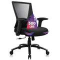 Clatina Big and Tall Office Chair Heavy Duty Ergonomic Desk Chair 500lbs with Flip-up Arms & Wide Thick Seat Cushion Home Executive Swivel Mesh