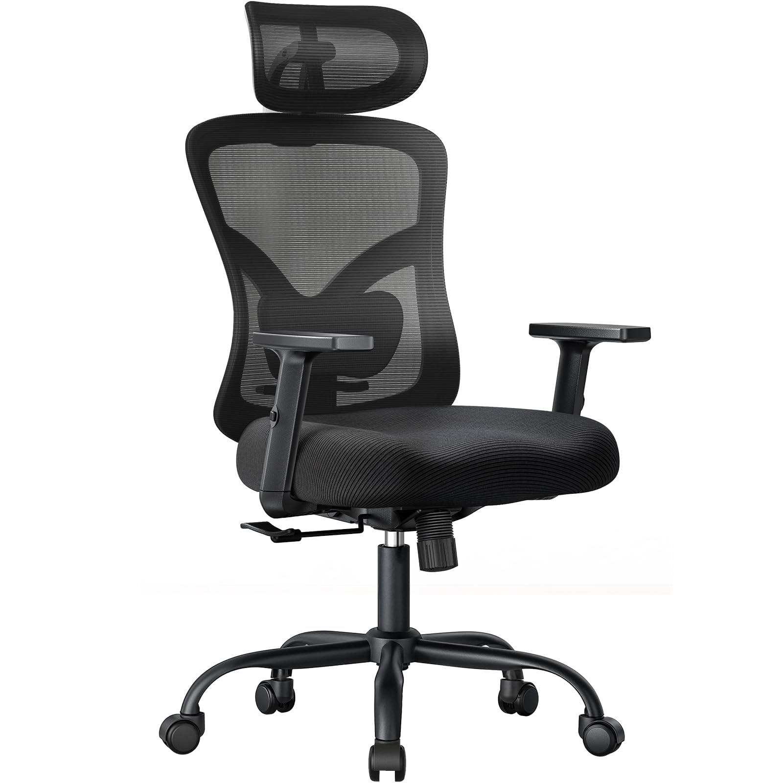 Noblewell Ergonomic Office Chair with Padded Lumbar Support, 2d Headrest, Adjustable Armrests, Upgraded Contoured Seat Cushion, 130° Rocking