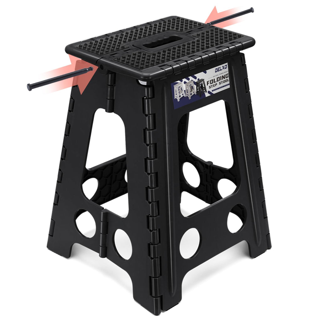 Delxo 17.5 Inch Folding Step Stool,foldable Step Stool for Adults Black Dot, Dot Black