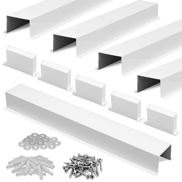Moxweyeni 5 Pack 6×4 Inch x 3.3 Ft (16.5 Ft Total) Metal Line Set Cover Kit, White Metal Decorative Ac Pipe Line Set Cover Kit for Ductless Mini Split Accessories, Central Air Conditioner, Heat Pump