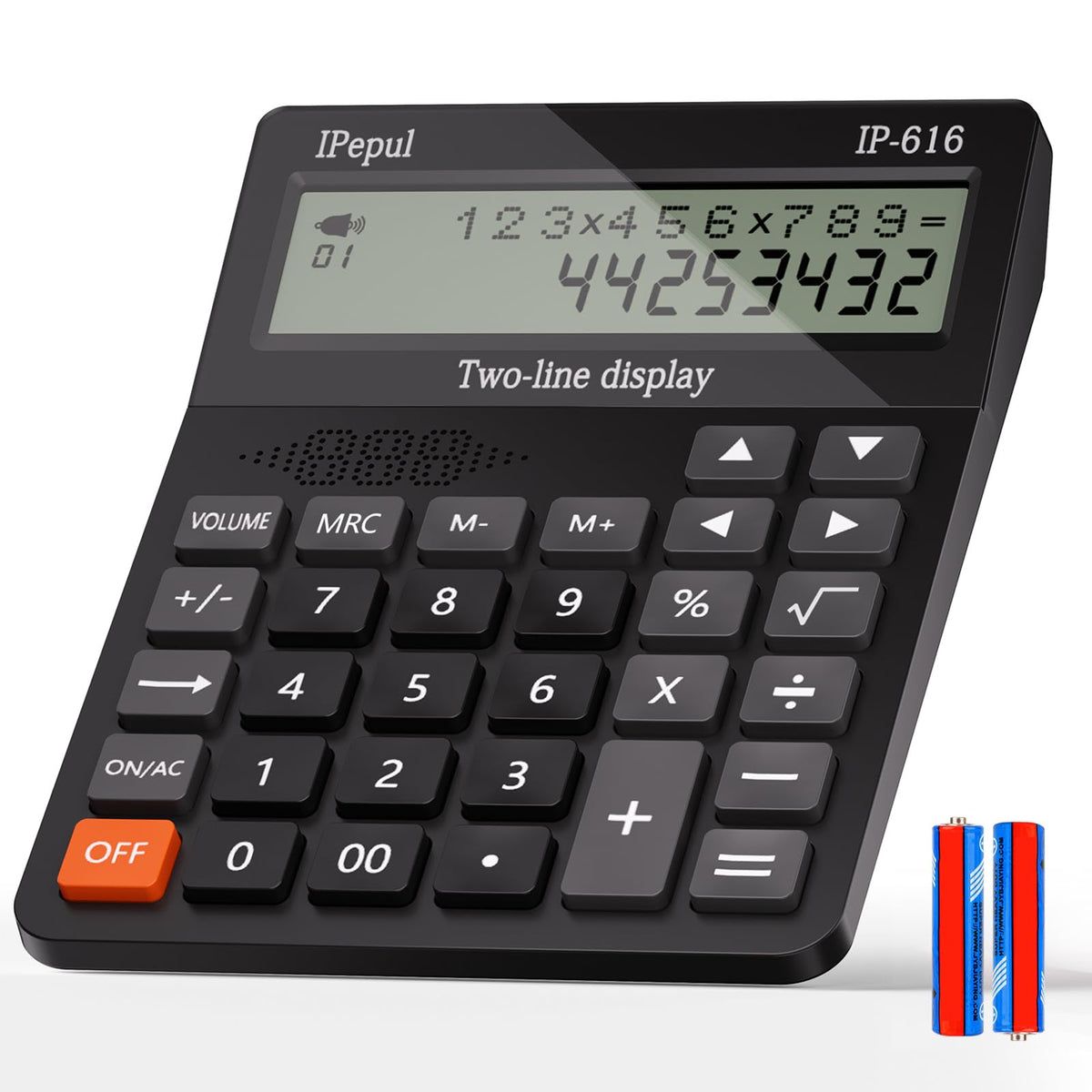 Calculators Desktop,Ipepul Talking Calculator with 2-line 12-Digits Large LCD Display and Large Button,4 Function Calculator for Business,Office,Store,School (Black)
