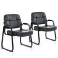 Clatina Big & Tall 500 Lbs Waiting Room Chair, Leather Office Reception Guest Chair Sled Base with Padded Arms for Elderly Home Desk Conference
