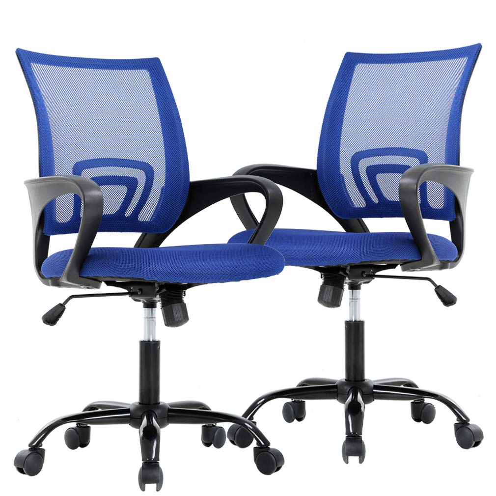 Ergonomic Office Desk Mesh Computer Chair - Modern Executive Adjustable Task Rolling Swivel Seat with Back Support for Women, Men (2 Pack)