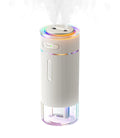 WSKEN Portable Small Humidifier for Bedroom - [Dual Nozzle Large Cool Mist] [Ambiance Lighting] [Car Smart On/Off] Ultrasonic Mini Personal Desk Air Humidifiers for Travel Office Baby Room,White