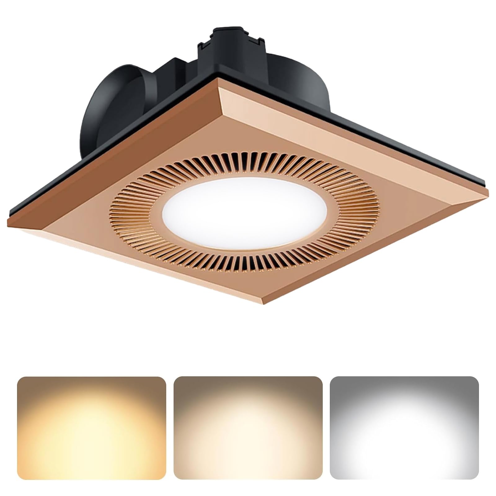 Bathroom Exhaust Fan with LED Light Vent Fans for Ceiling,Ventilation Fan Light Combo 374 CFM 1.2 Sones Quiet for Bathroom Shower Restroom Farmhouse - Adjustable Light 3000K/4000K/6500K